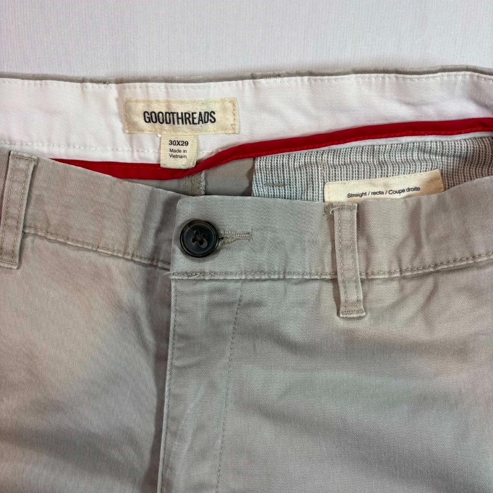Goodthreads Pants Mens 30x29 Beige Khaki Straight Fit Chino Cotton Twill Casual